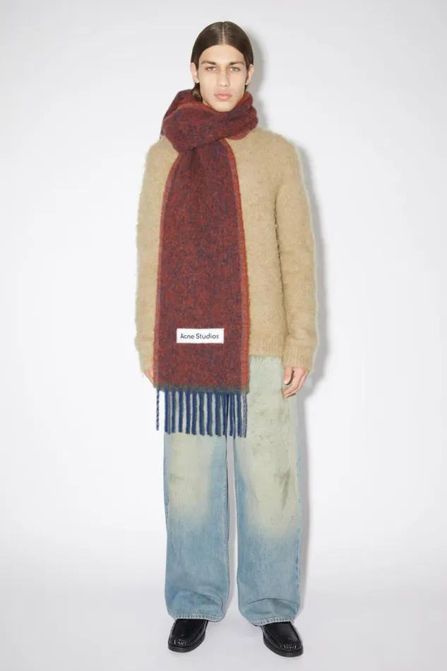 Acne Studios Wool Mohair Scarf 8211 Narrow Aubergine Blue Women Scarves Acne Studios Wool Mohair Scarf 8211 Narrow Aubergine Blue Women Scarves