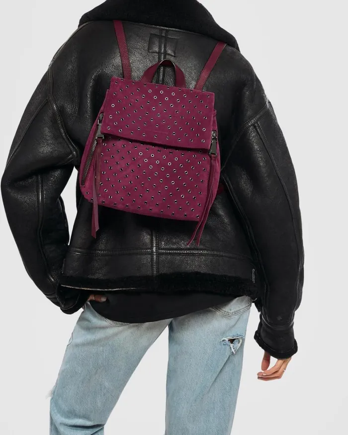 Aimee Kestenberg Backpacks Women Bali Novelty Backpack In Luxury Suede Berry With Eyelets