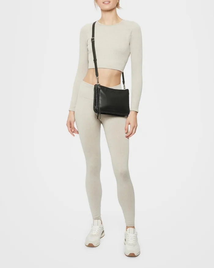 Aimee Kestenberg Crossbody Bags Women Famous Double Top Zip Crossbody Black With Silver