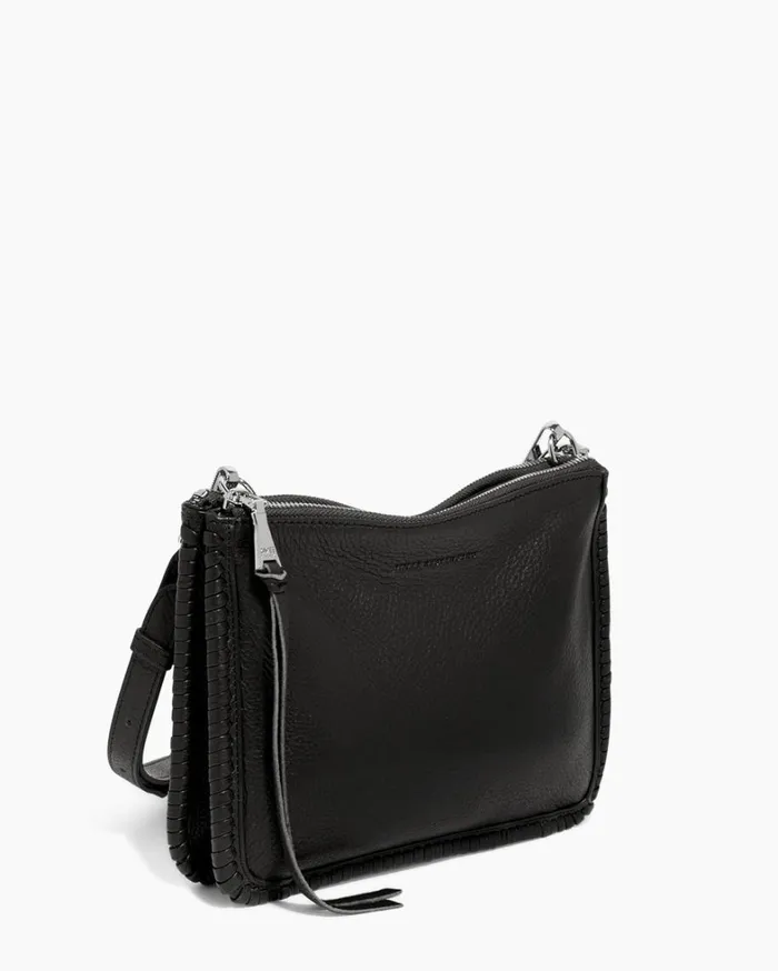 Aimee Kestenberg Crossbody Bags Women Famous Double Top Zip Crossbody Black With Silver
