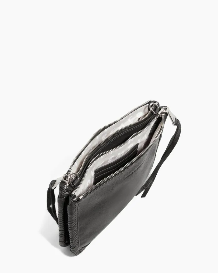 Aimee Kestenberg Crossbody Bags Women Famous Double Top Zip Crossbody Black With Silver