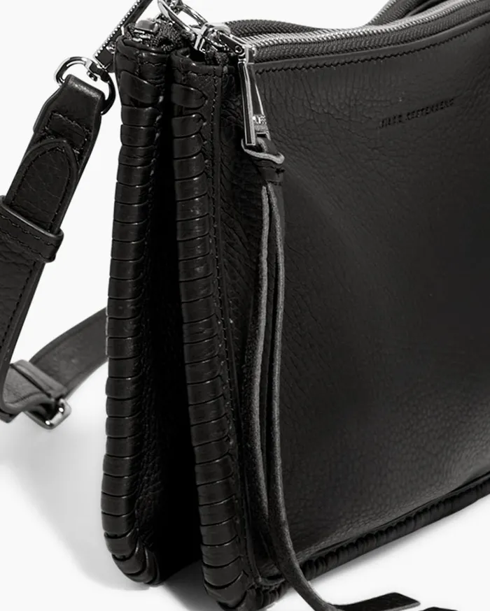 Aimee Kestenberg Crossbody Bags Women Famous Double Top Zip Crossbody Black With Silver