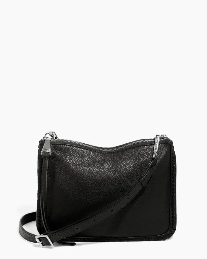 Aimee Kestenberg Crossbody Bags Women Famous Double Top Zip Crossbody Black With Silver