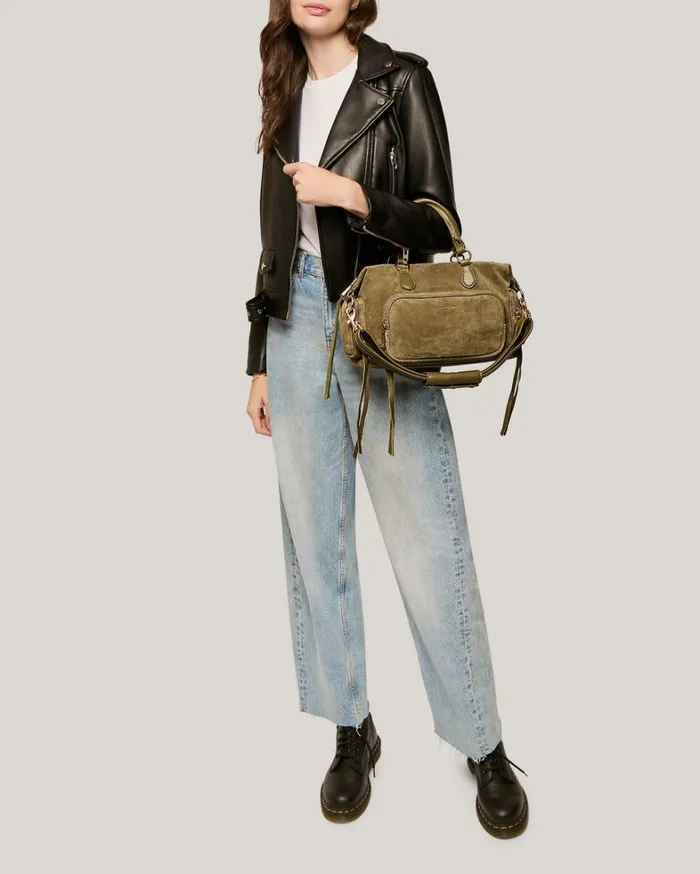 Aimee Kestenberg Satchels Women Away We Go Satchel Kelp Suede