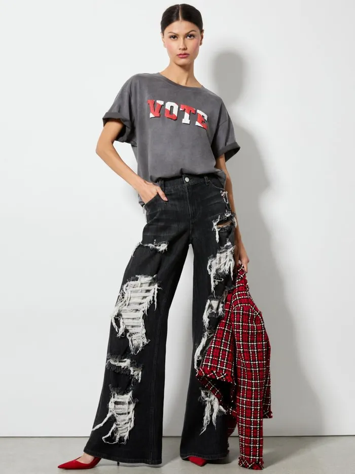 Alice Olivia AO X I AM A VOTER EVAN OVERSIZED TEE United Women Tops