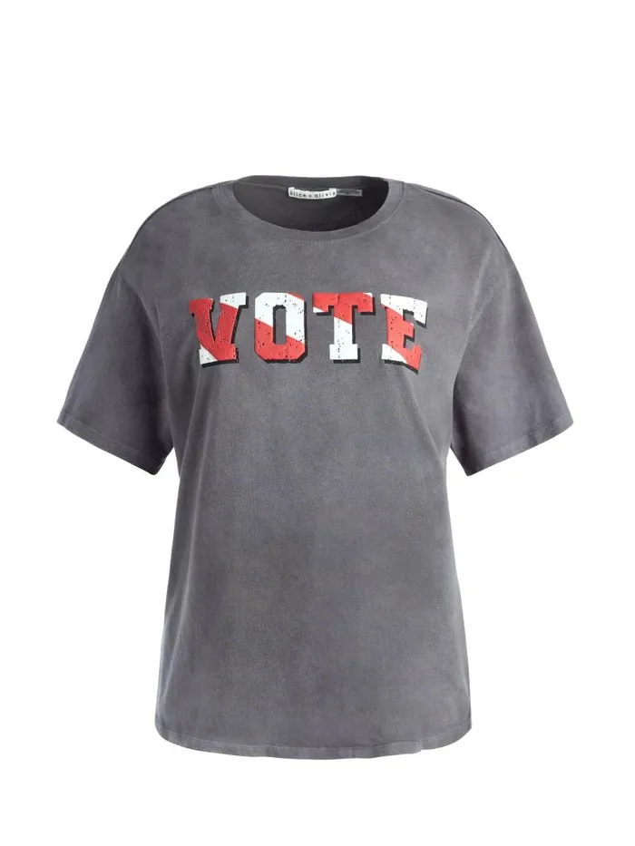 Alice Olivia AO X I AM A VOTER EVAN OVERSIZED TEE United Women Tops