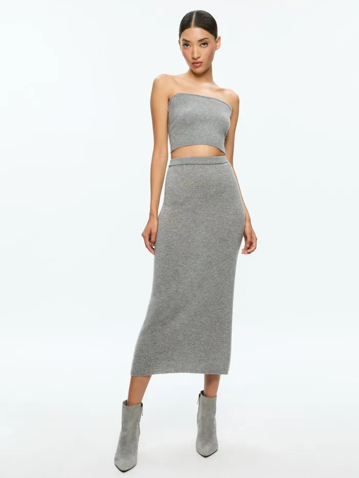 Alice Olivia ADRINA SKIRT Medium Heather Grey Women Skirts