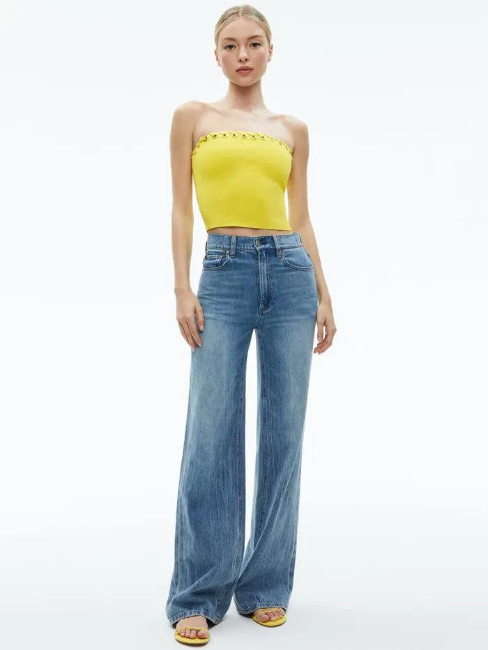 Alice Olivia ALISON GROMMETS TUBE TOP Camel Women Tops