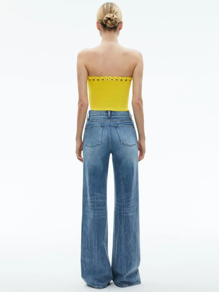 Alice Olivia ALISON GROMMETS TUBE TOP Camel Women Tops