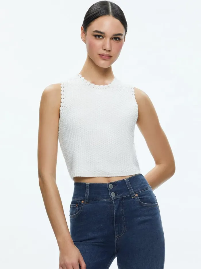 Alice Olivia AMITY TANK Soft White Women Tops