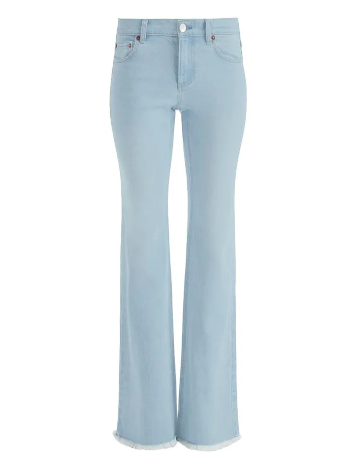 Alice Olivia BODIE HIGH RISE BOOTCUT JEAN WITH RAW HEM Leona Light Blue Women Pants