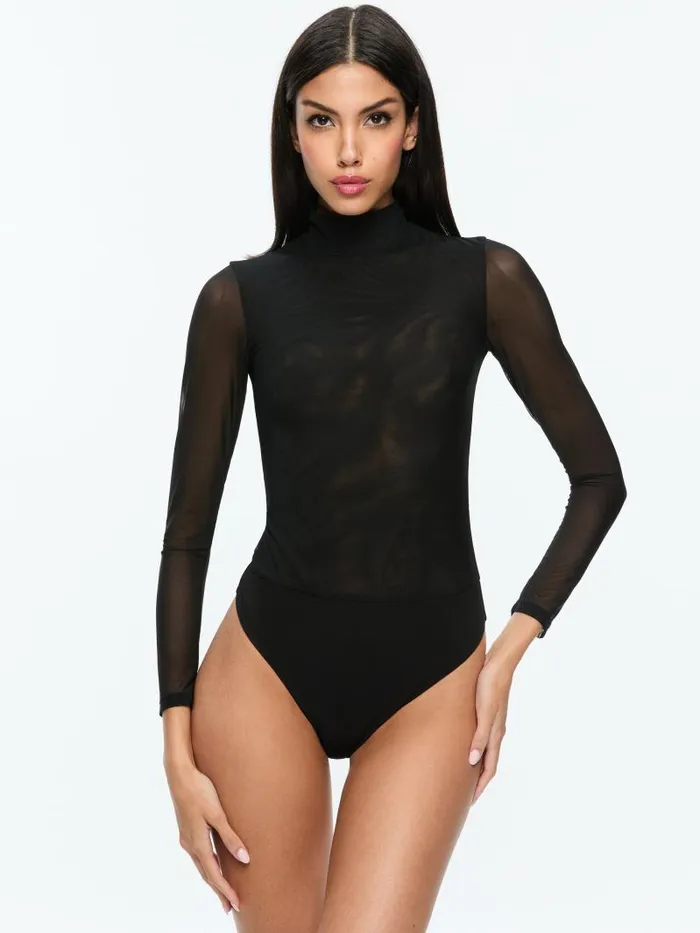 Alice Olivia CLARINDA TURTLENECK BODYSUIT Black Women Tops