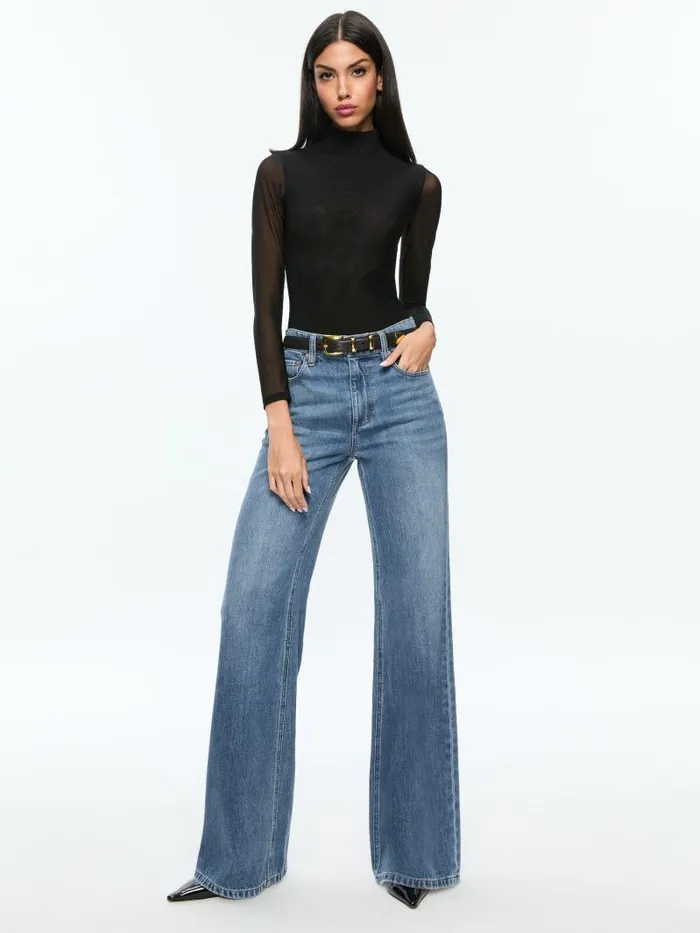 Alice Olivia CLARINDA TURTLENECK BODYSUIT Black Women Tops
