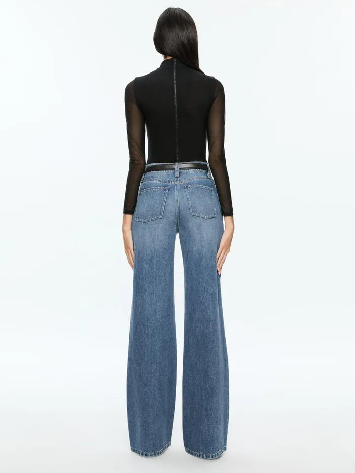 Alice Olivia CLARINDA TURTLENECK BODYSUIT Black Women Tops