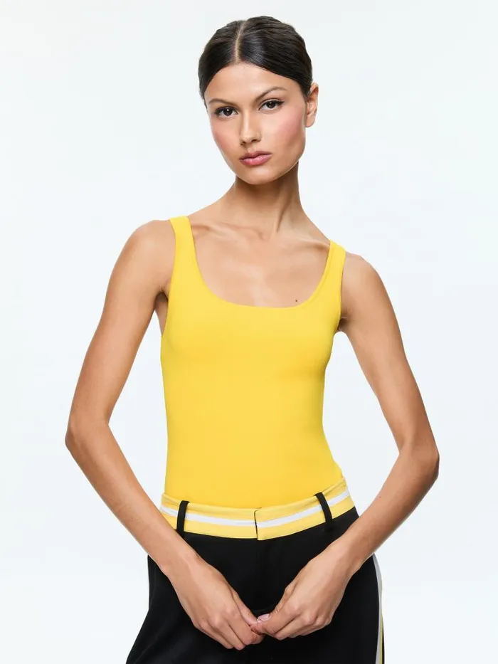 Alice Olivia DARYN FULL LENGTH SWEATER TANK Mustard Seed Women Tops