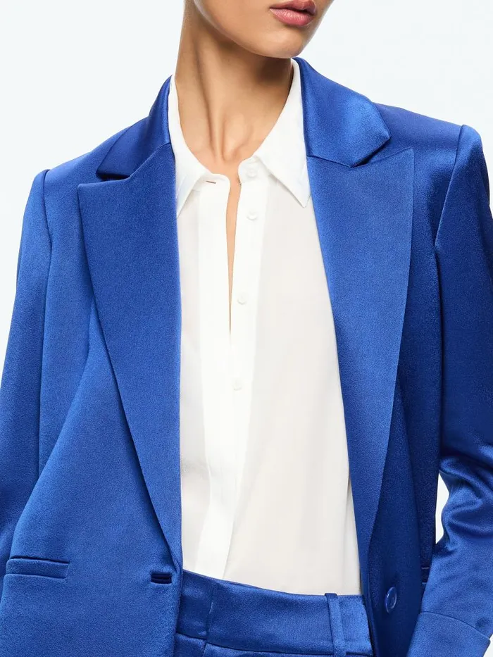 Alice Olivia DENNY CUFFED SLEEVE BLAZER Royal Women Jackets Coats