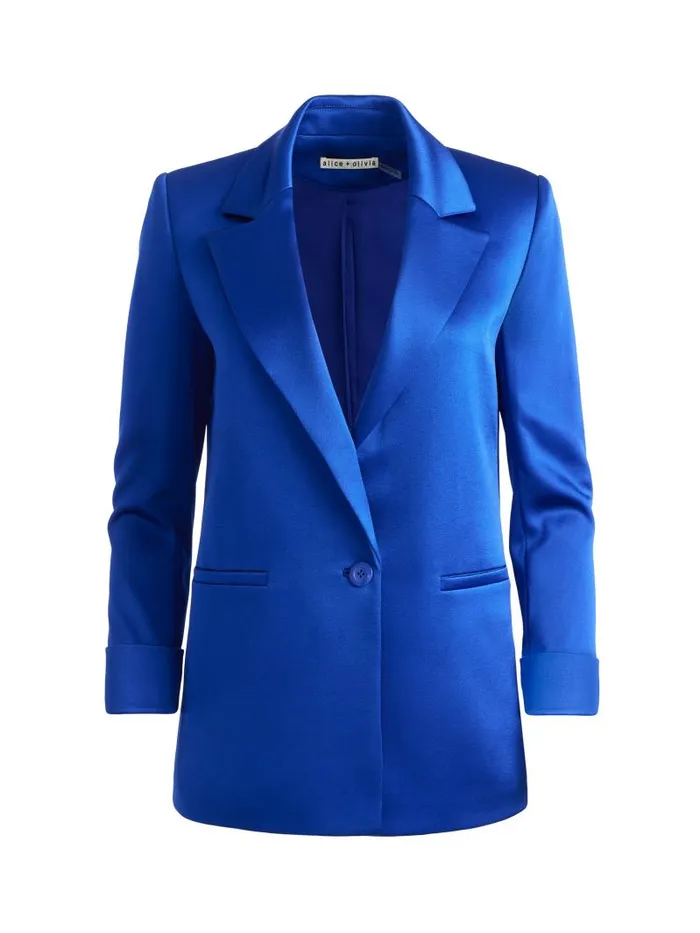 Alice Olivia DENNY CUFFED SLEEVE BLAZER Royal Women Jackets Coats