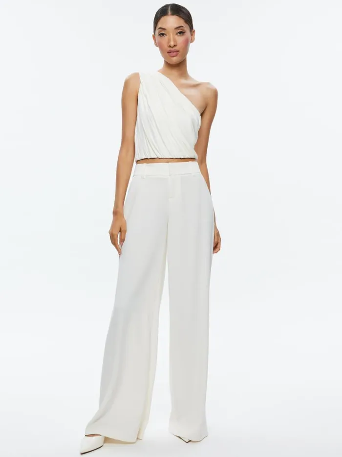 Alice Olivia JEANE DRAPED CROPPED TOP Off White Women Tops