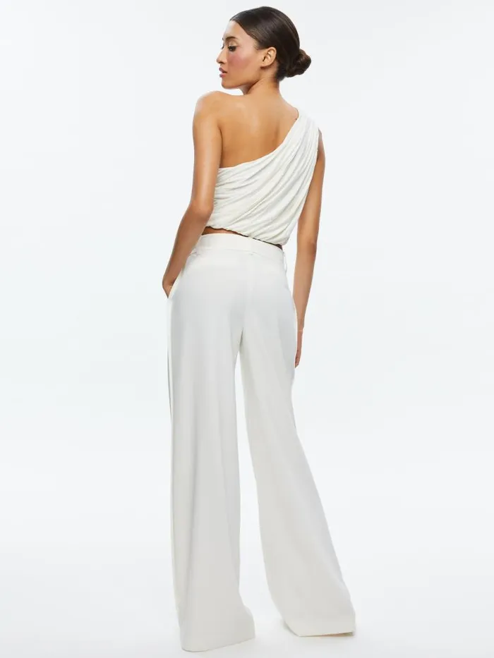 Alice Olivia JEANE DRAPED CROPPED TOP Off White Women Tops