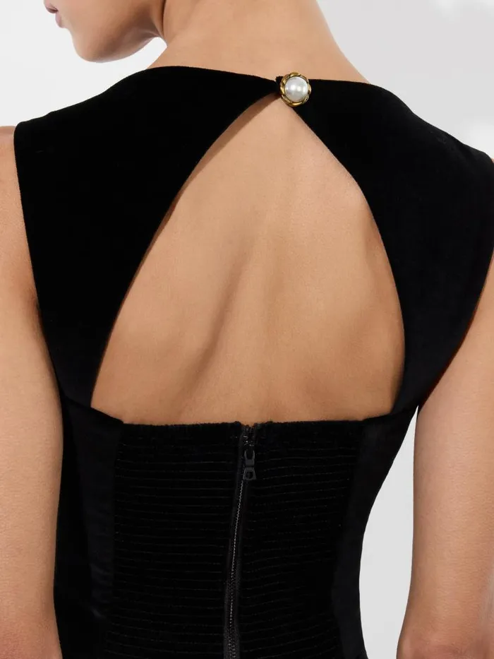 Alice Olivia KERIA VELVET SLEEVELESS TOP Black Women Tops
