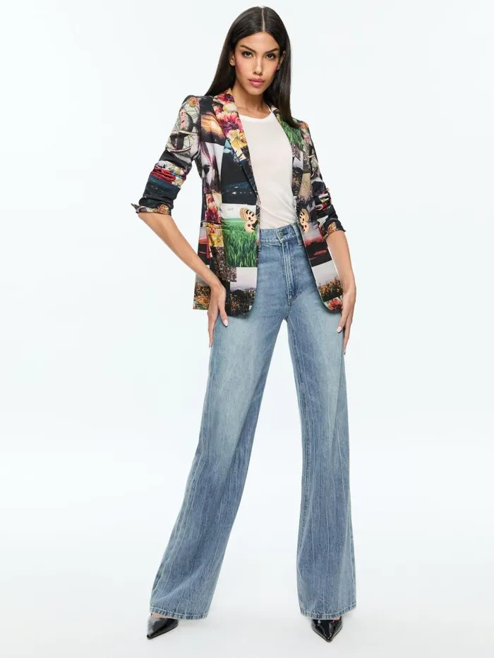 Alice Olivia MACEY NOTCH COLLAR FITTED BLAZER Eco Fusion Women Jackets Coats