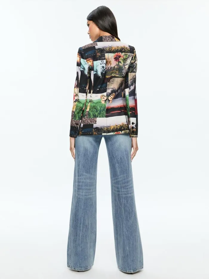 Alice Olivia MACEY NOTCH COLLAR FITTED BLAZER Eco Fusion Women Jackets Coats