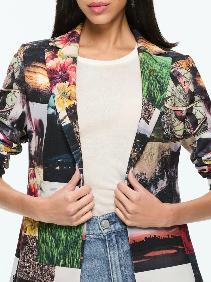 Alice Olivia MACEY NOTCH COLLAR FITTED BLAZER Eco Fusion Women Jackets Coats