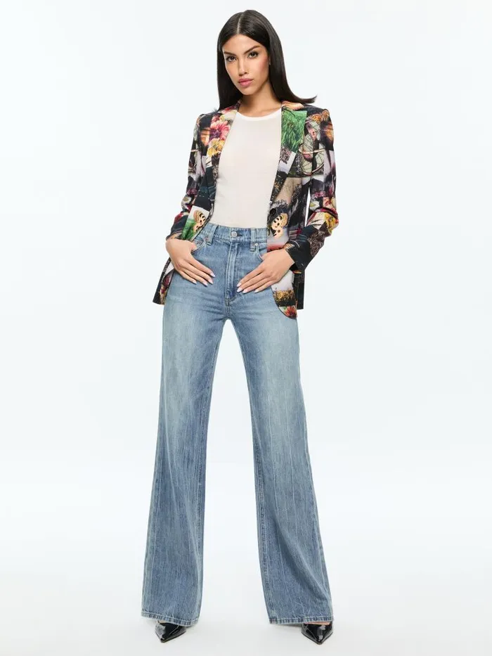 Alice Olivia MACEY NOTCH COLLAR FITTED BLAZER Eco Fusion Women Jackets Coats