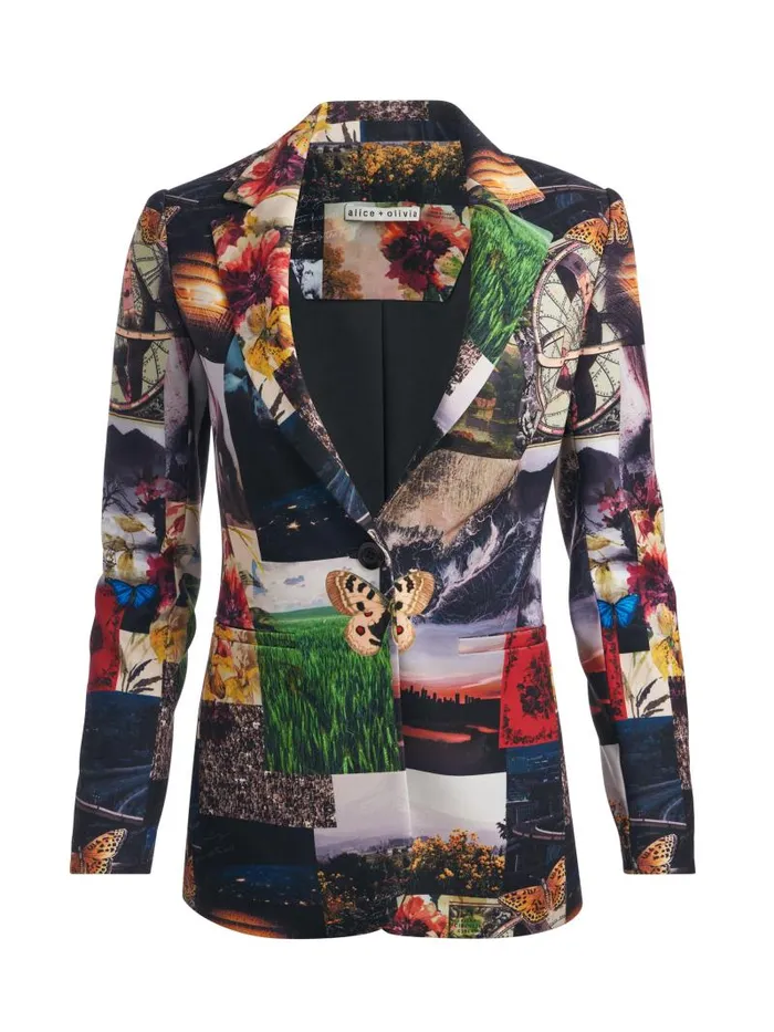 Alice Olivia MACEY NOTCH COLLAR FITTED BLAZER Eco Fusion Women Jackets Coats