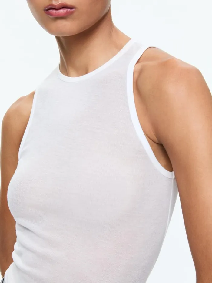 Alice Olivia PANIA RACERBANK LONG TANK Black Women Tops