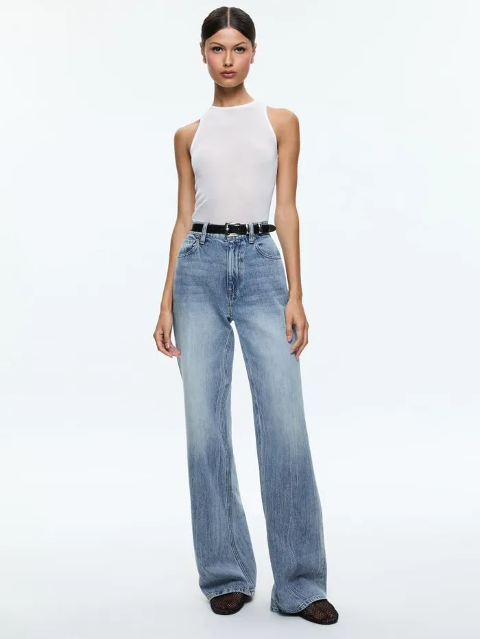 Alice Olivia PANIA RACERBANK LONG TANK Black Women Tops