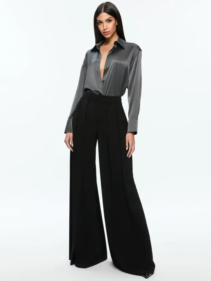 Alice Olivia PERFECT BUTTON DOWN Charcoal Women Tops