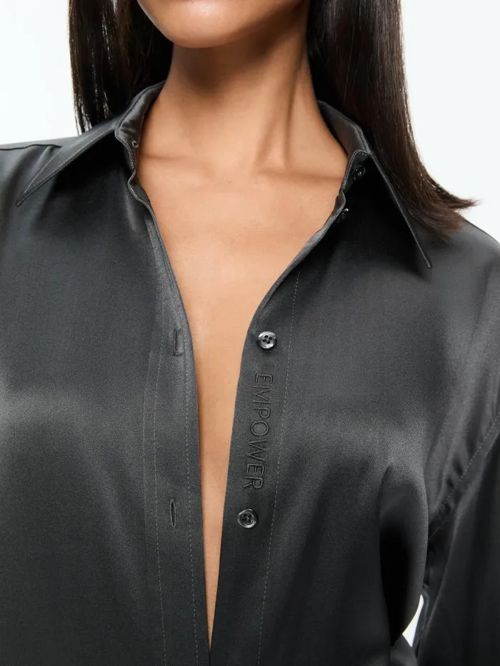 Alice Olivia PERFECT BUTTON DOWN Charcoal Women Tops