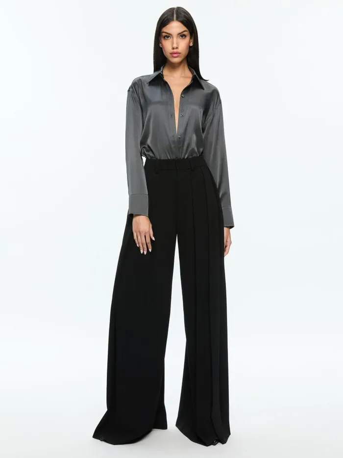 Alice Olivia PERFECT BUTTON DOWN Charcoal Women Tops