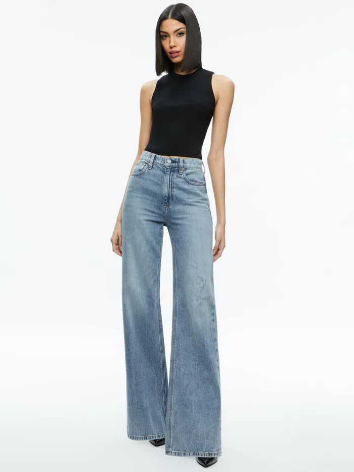 Alice Olivia WEEZY FULL LENGTH JEAN Avery Blue Women Jeans