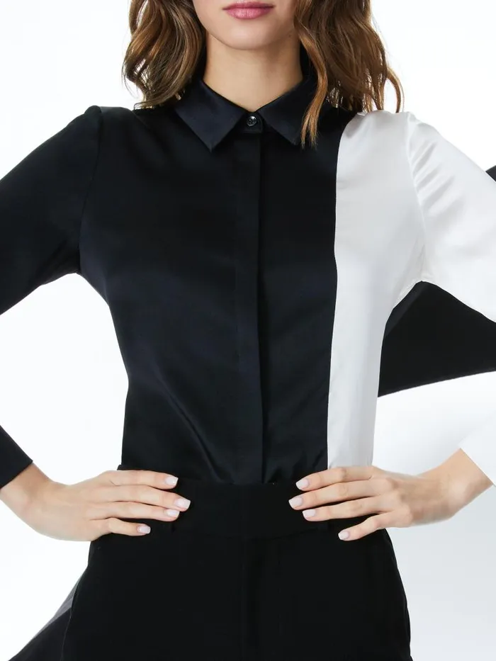 Alice Olivia WILLA PLACKET TOP Almondblack Women Tops