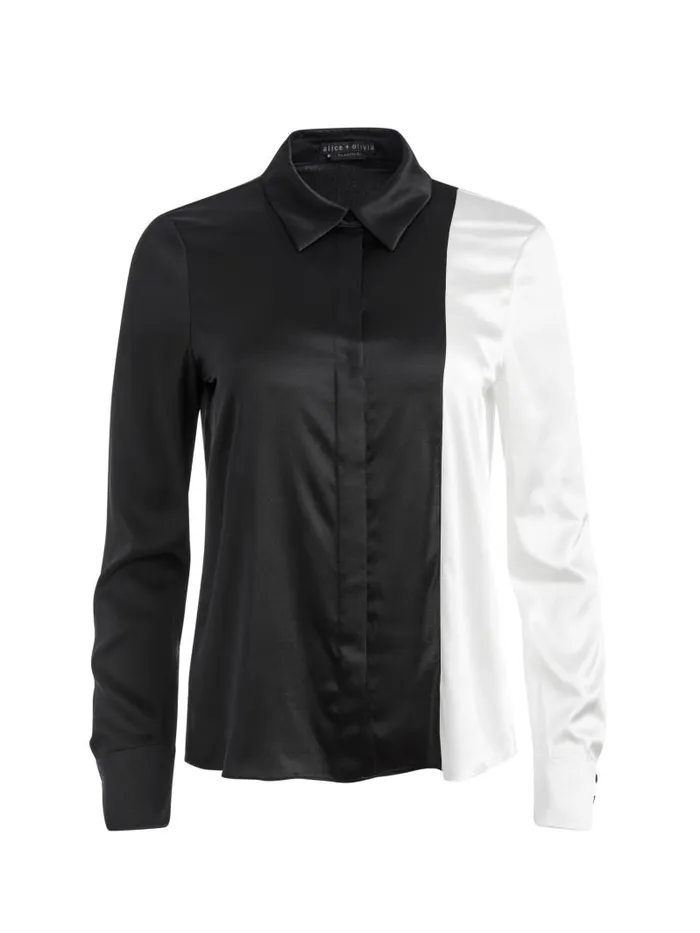 Alice Olivia WILLA PLACKET TOP Almondblack Women Tops