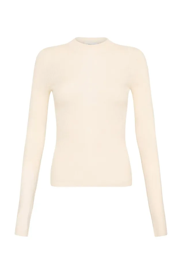 Alina Rib Knit Top Cream Women Aje Knitwear 038 Jumpers