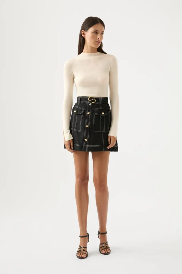 Alina Rib Knit Top Cream Women Aje Knitwear 038 Jumpers