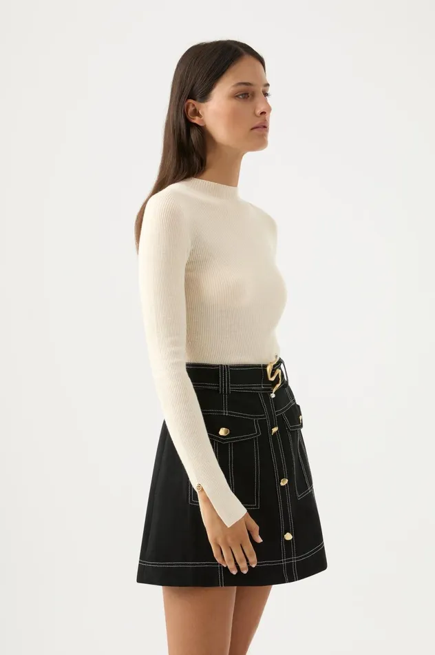 Alina Rib Knit Top Cream Women Aje Knitwear 038 Jumpers