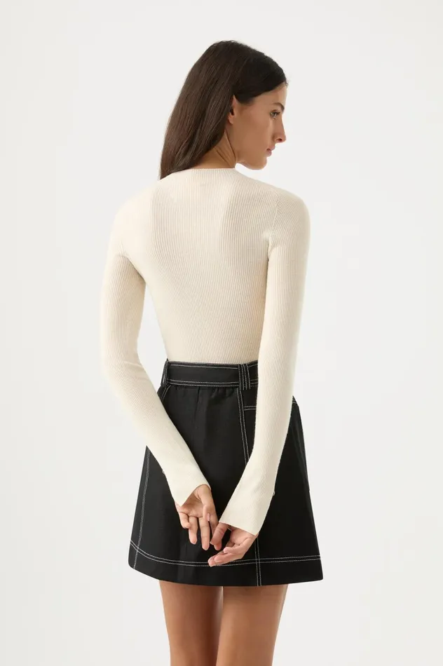 Alina Rib Knit Top Cream Women Aje Knitwear 038 Jumpers