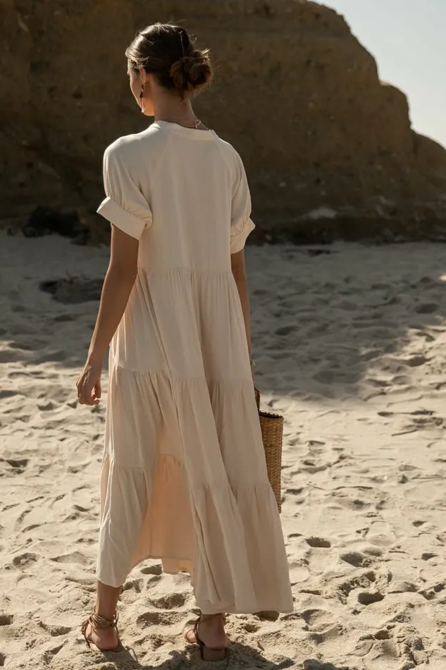 Amanda Tiered Dress In Cream Cream Women Bohme Dresses