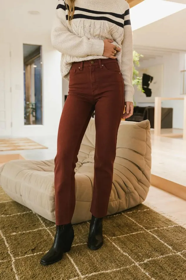 Amara Straight Leg Jeans In Burgundy Burgundy Women Bohme Denim