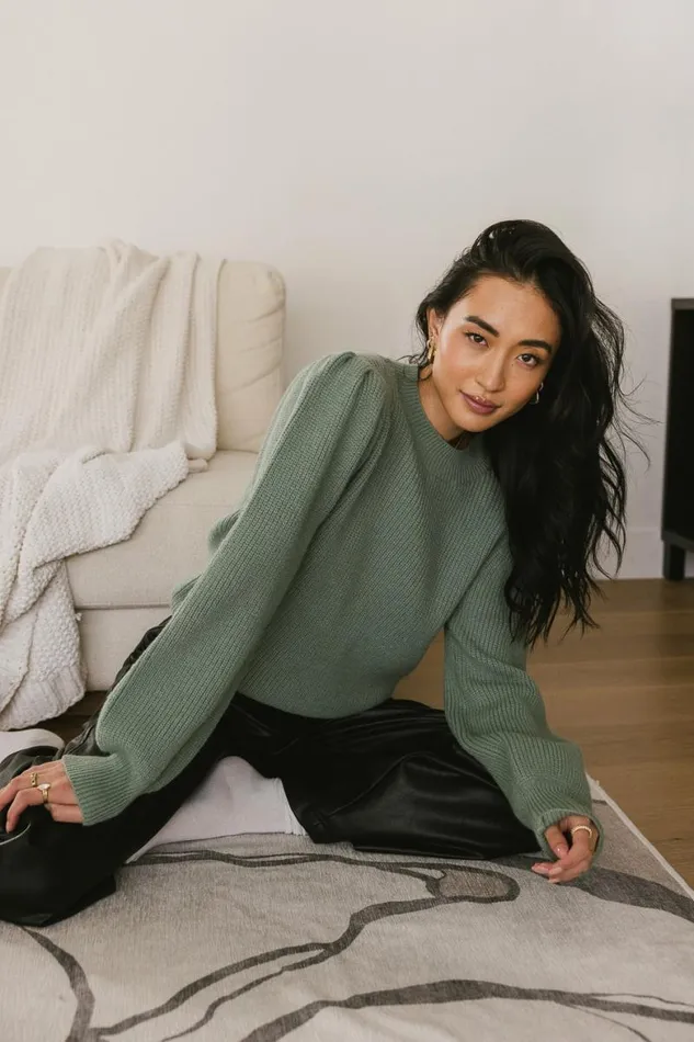 Amber Knit Sweater In Sage Sage Women Bohme Sweaters