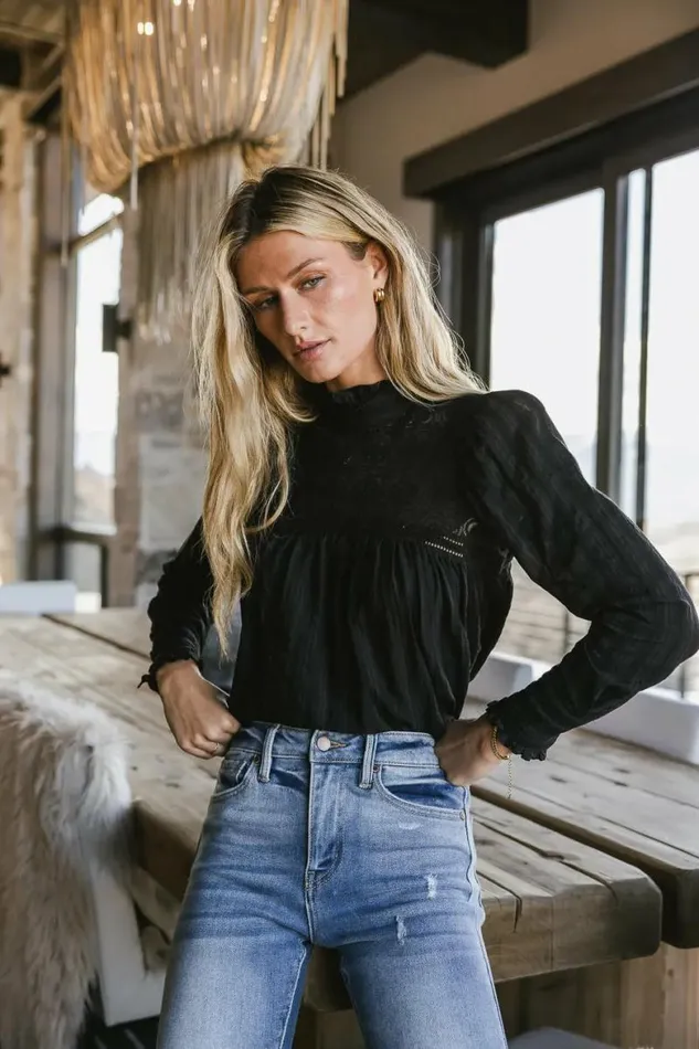 Anahi Lace Top In Black Black Women Bohme Tops