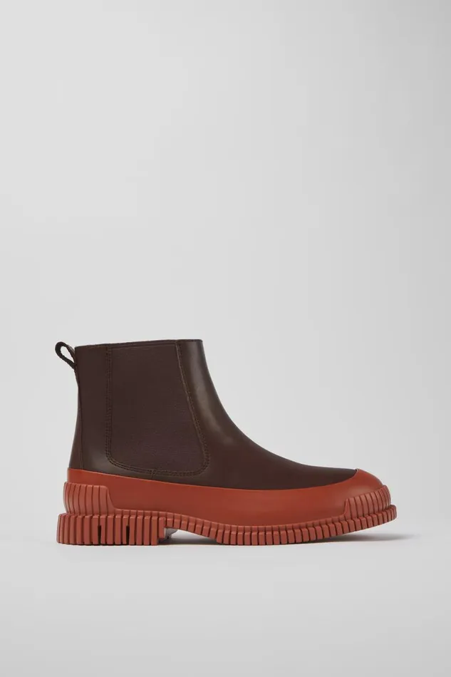 Ankle Boots Men Camper Pix Red And Brown Leather Chelsea Boots