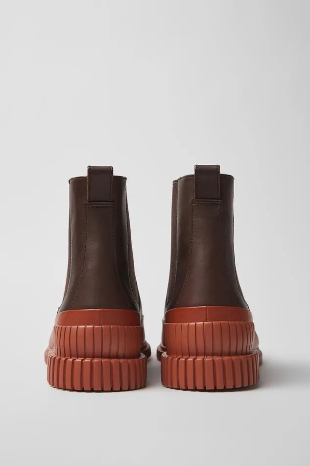 Ankle Boots Men Camper Pix Red And Brown Leather Chelsea Boots