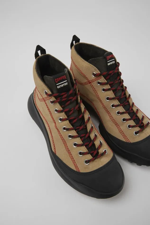 Ankle Boots Women Camper CRCLR GORETEX Beige Nubuck And Textile Sneakers