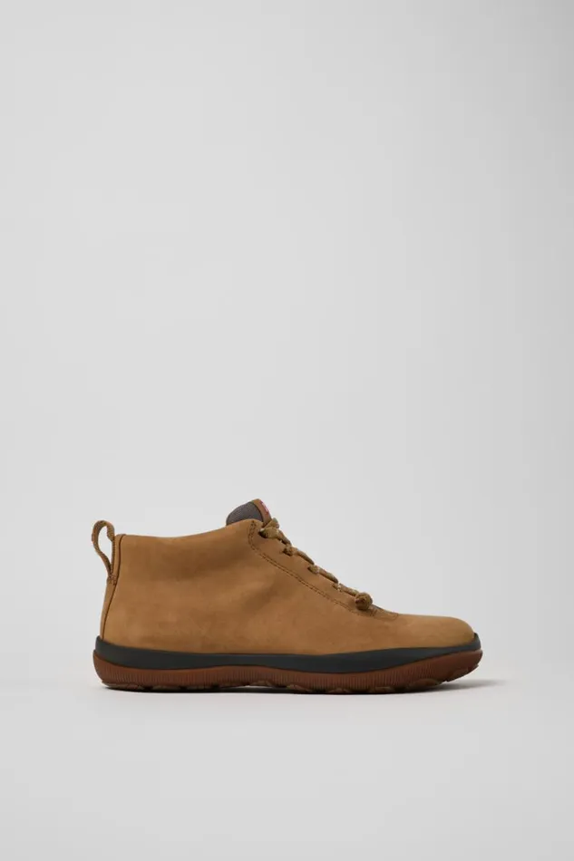 Ankle Boots Women Camper Peu Pista GORETEX Brown Nubuck And Textile Ankle Boots