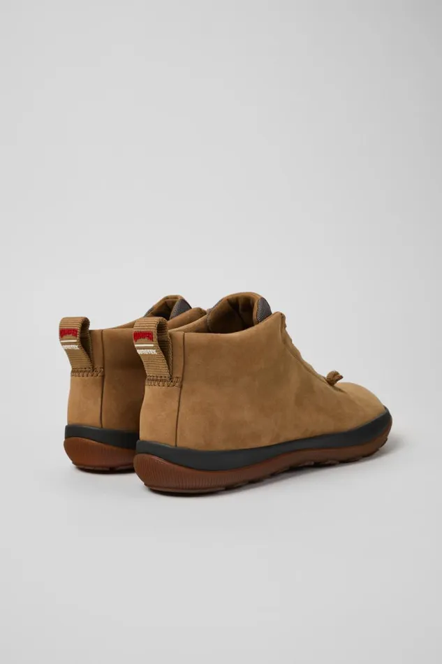 Ankle Boots Women Camper Peu Pista GORETEX Brown Nubuck And Textile Ankle Boots